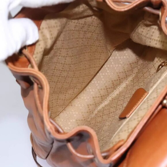 GUCCI Bamboo Backpack Leather Brown Gold - Picture 10 of 16